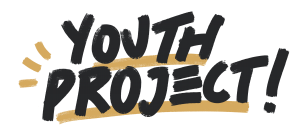 The Youth Project, logo, community group, black lettering that reads: Youth Project!